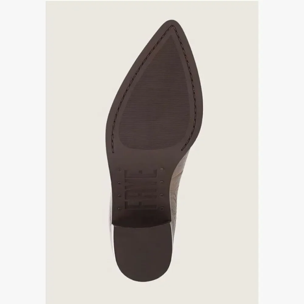 NWT Frye Pointed Toe Leather Sadie Venetian Block Heel Loafers Bronze Size 11M